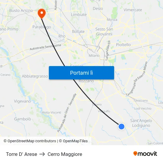 Torre D' Arese to Cerro Maggiore map