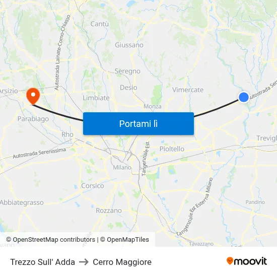 Trezzo Sull' Adda to Cerro Maggiore map