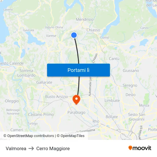 Valmorea to Cerro Maggiore map