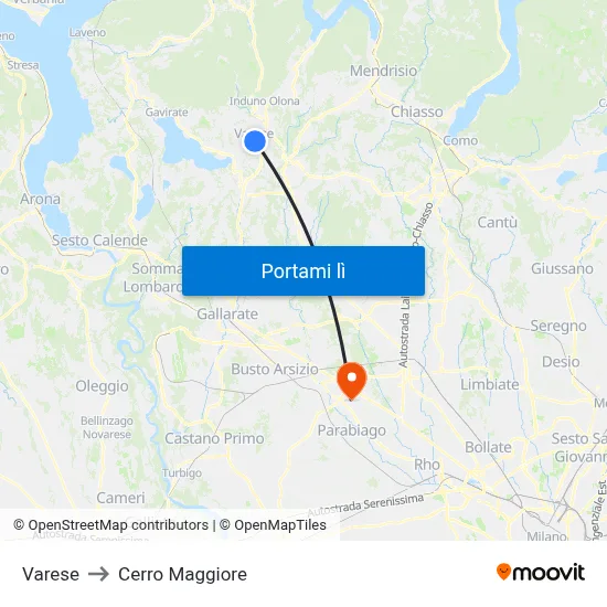 Varese to Cerro Maggiore map