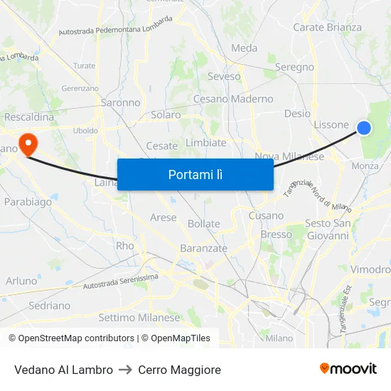 Vedano Al Lambro to Cerro Maggiore map