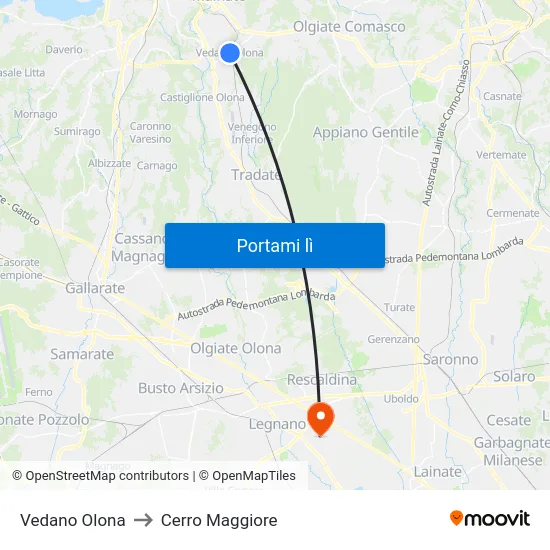 Vedano Olona to Cerro Maggiore map
