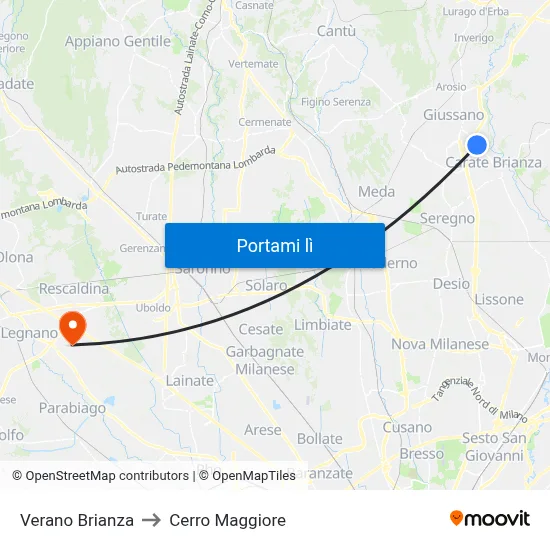 Verano Brianza to Cerro Maggiore map