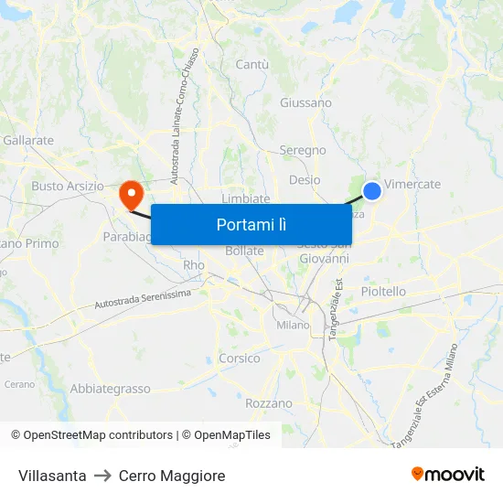 Villasanta to Cerro Maggiore map