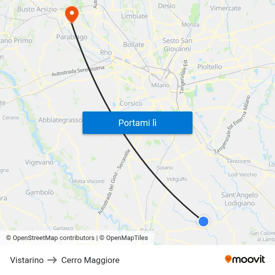 Vistarino to Cerro Maggiore map
