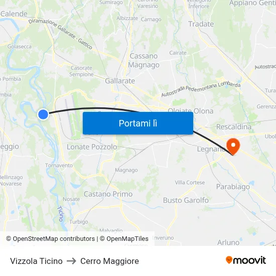 Vizzola Ticino to Cerro Maggiore map