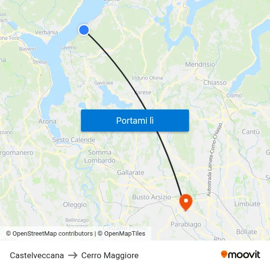 Castelveccana to Cerro Maggiore map