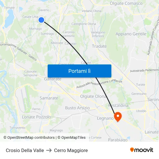 Crosio Della Valle to Cerro Maggiore map