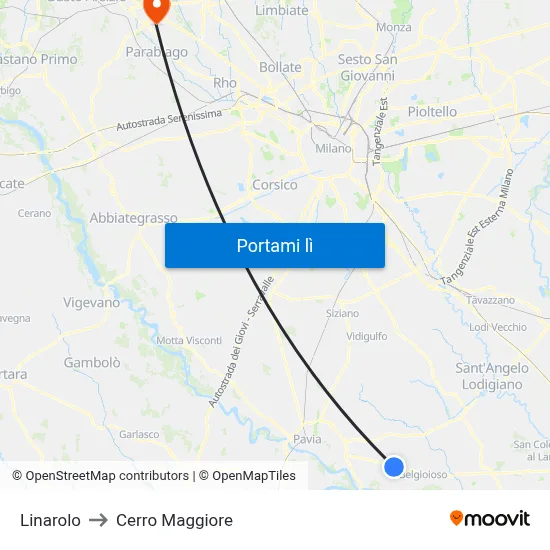 Linarolo to Cerro Maggiore map