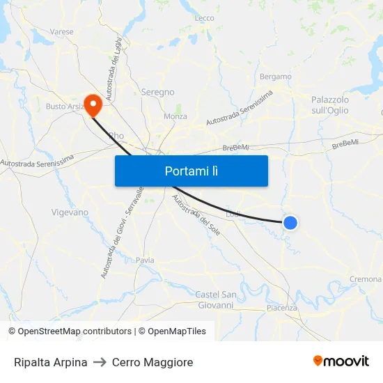 Ripalta Arpina to Cerro Maggiore map