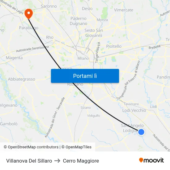 Villanova Del Sillaro to Cerro Maggiore map
