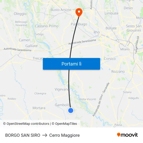 BORGO SAN SIRO to Cerro Maggiore map