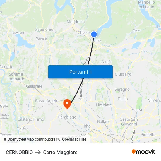 CERNOBBIO to Cerro Maggiore map