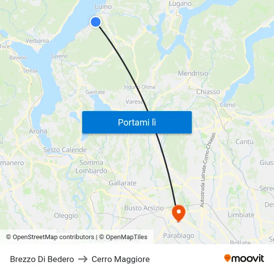 Brezzo Di Bedero to Cerro Maggiore map
