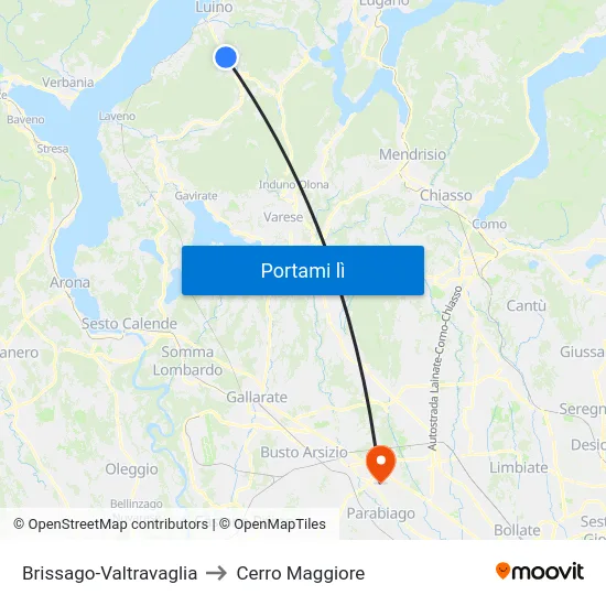 Brissago-Valtravaglia to Cerro Maggiore map