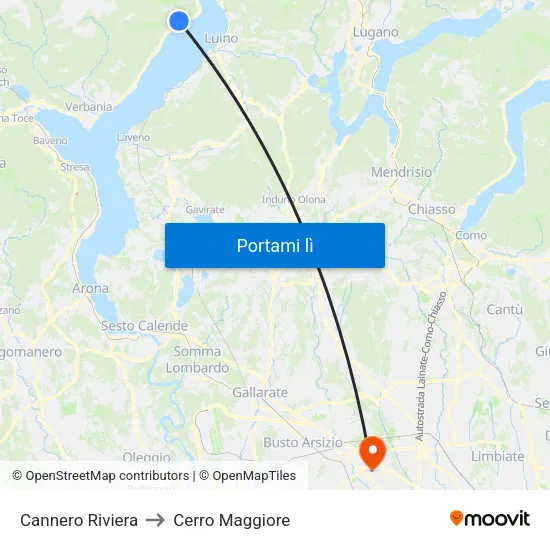 Cannero Riviera to Cerro Maggiore map