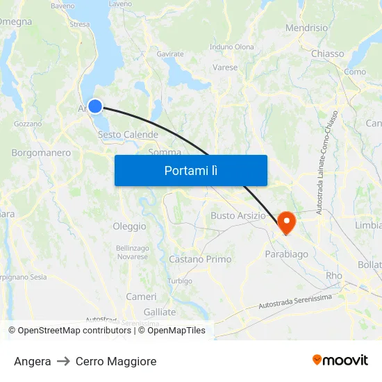 Angera to Cerro Maggiore map