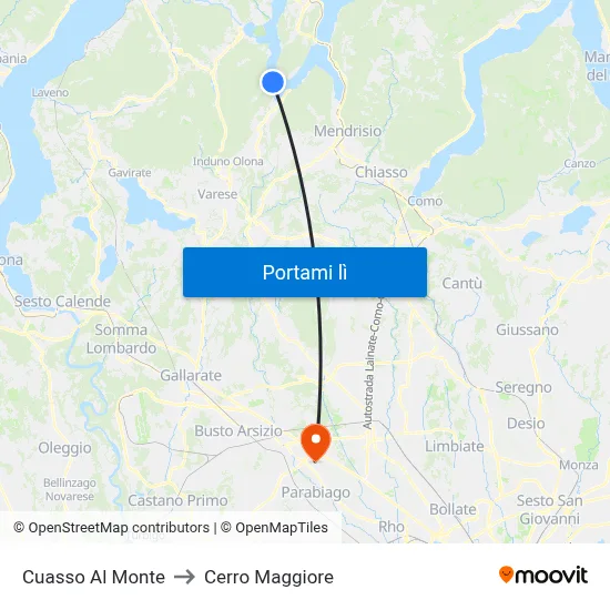 Cuasso Al Monte to Cerro Maggiore map