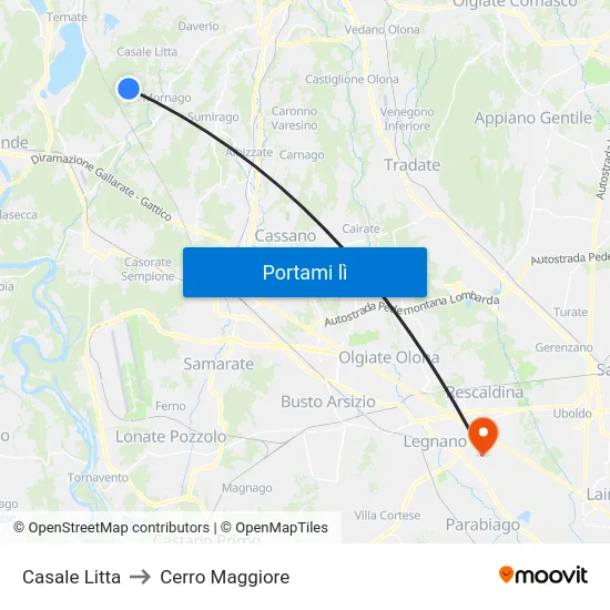 Casale Litta to Cerro Maggiore map