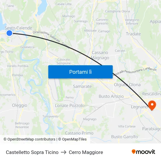 Castelletto Sopra Ticino to Cerro Maggiore map