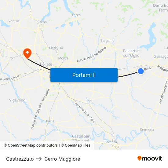 Castrezzato to Cerro Maggiore map