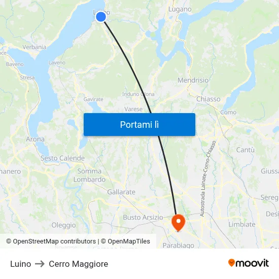 Luino to Cerro Maggiore map