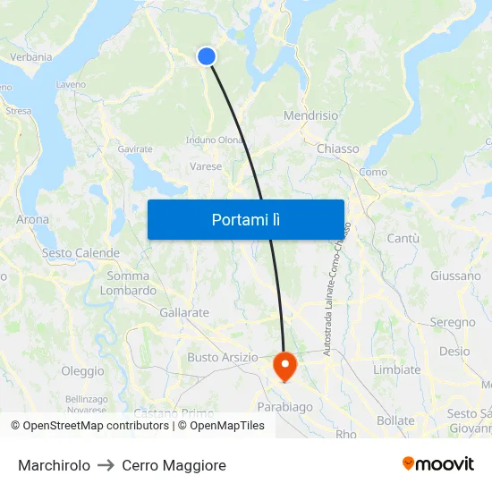 Marchirolo to Cerro Maggiore map