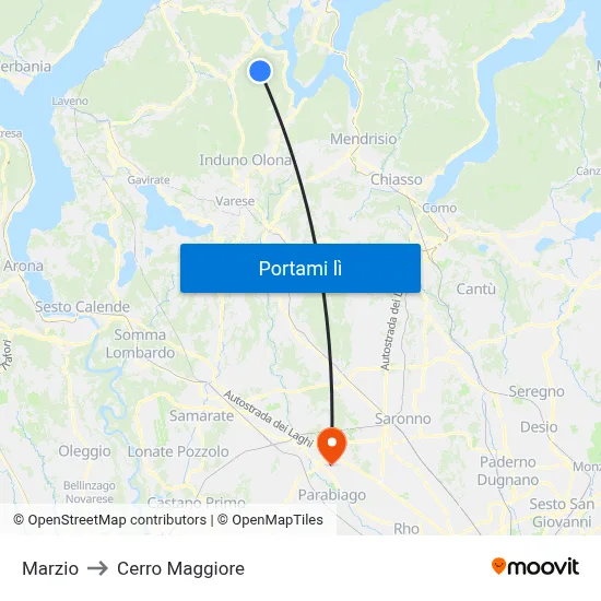 Marzio to Cerro Maggiore map