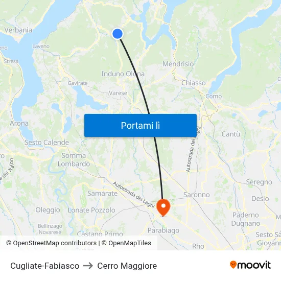 Cugliate-Fabiasco to Cerro Maggiore map