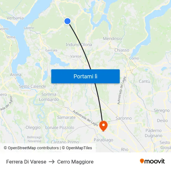 Ferrera Di Varese to Cerro Maggiore map