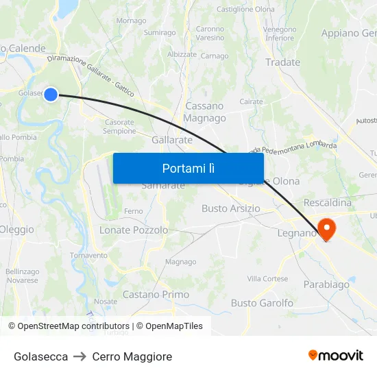 Golasecca to Cerro Maggiore map