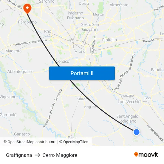 Graffignana to Cerro Maggiore map