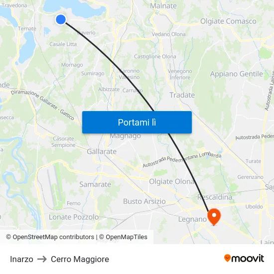 Inarzo to Cerro Maggiore map