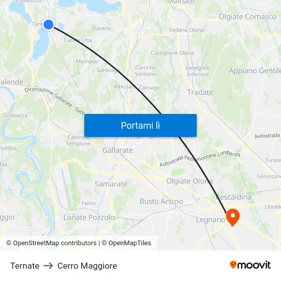 Ternate to Cerro Maggiore map