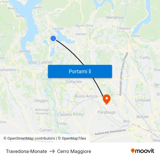 Travedona-Monate to Cerro Maggiore map