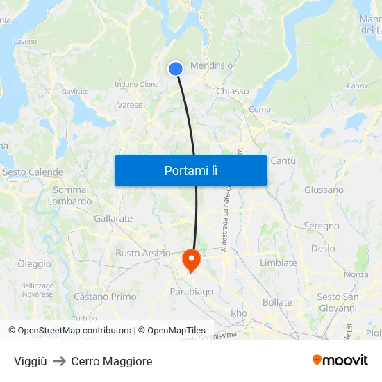Viggiù to Cerro Maggiore map
