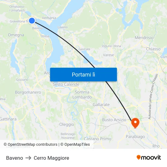 Baveno to Cerro Maggiore map