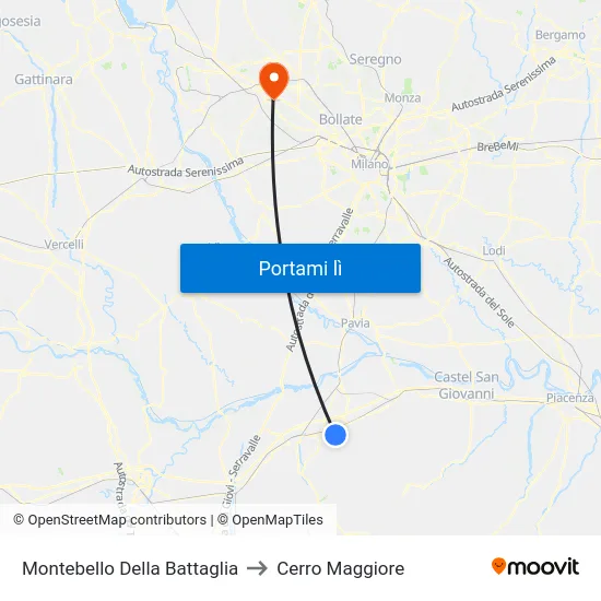 Montebello Della Battaglia to Cerro Maggiore map