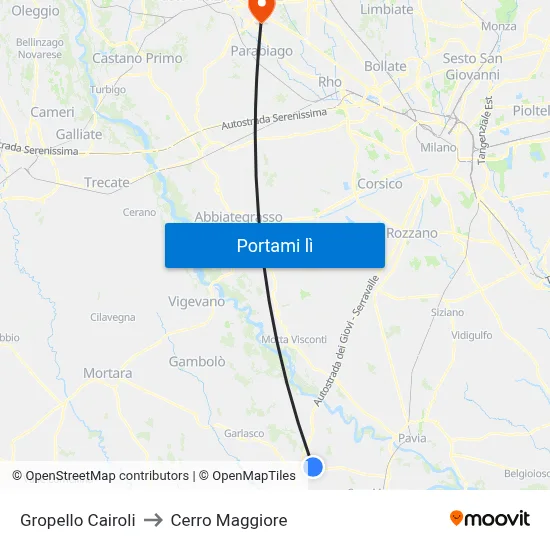 Gropello Cairoli to Cerro Maggiore map
