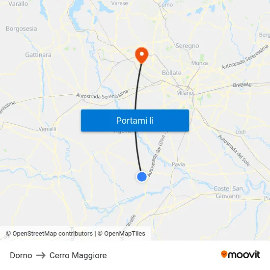 Dorno to Cerro Maggiore map
