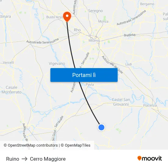 Ruino to Cerro Maggiore map
