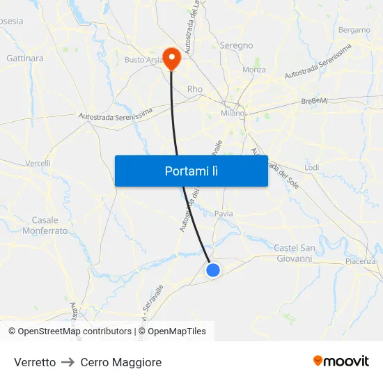 Verretto to Cerro Maggiore map