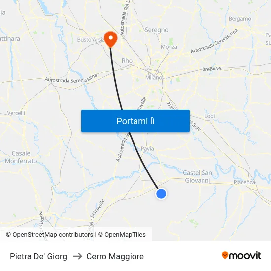 Pietra De' Giorgi to Cerro Maggiore map