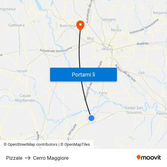 Pizzale to Cerro Maggiore map