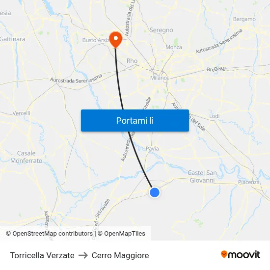 Torricella Verzate to Cerro Maggiore map