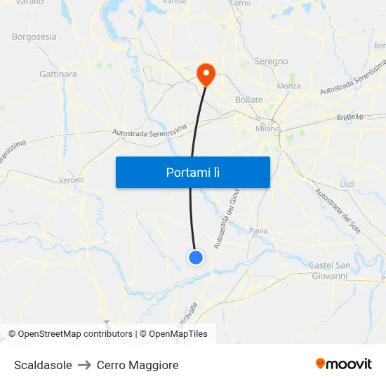 Scaldasole to Cerro Maggiore map