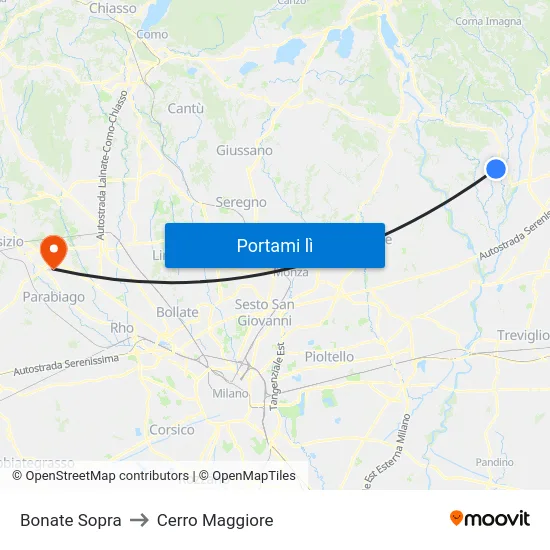 Bonate Sopra to Cerro Maggiore map