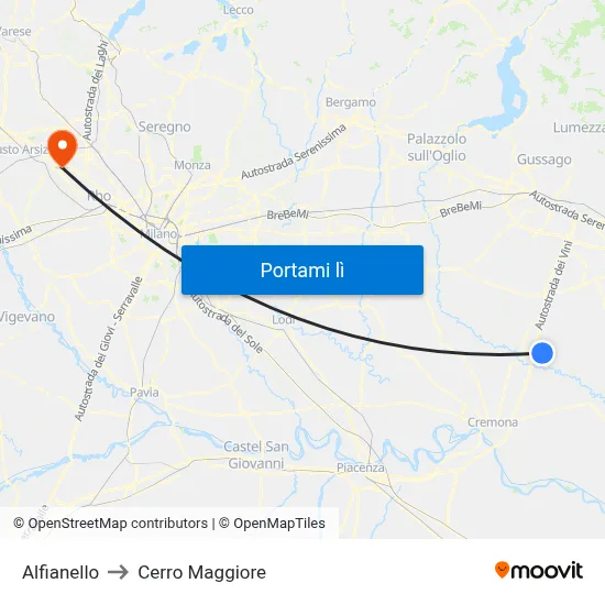 Alfianello to Cerro Maggiore map