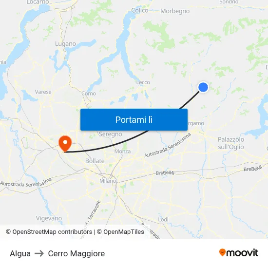 Algua to Cerro Maggiore map
