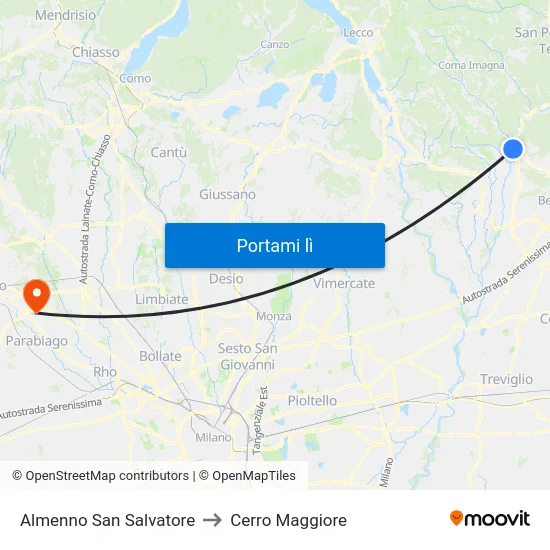 Almenno San Salvatore to Cerro Maggiore map